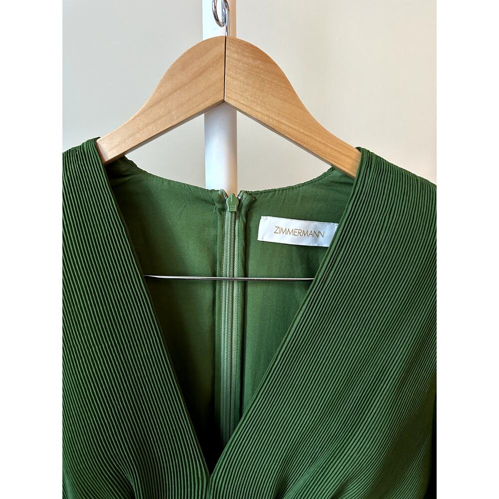 Zimmermann Green Pleated Midi Dress, Size 0 - Picture 2 of 5